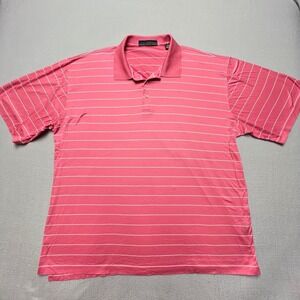 New Robert Trent Jones Men polo shirt Pink Striped Double Mercerized Cotton Golf